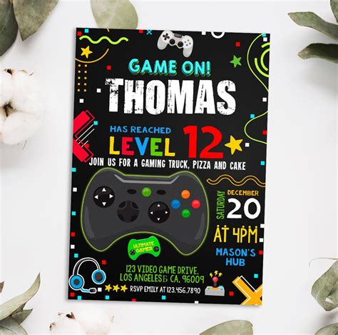 game on birthday invitation